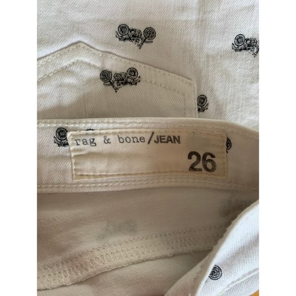 Rag & Bone ๐ Jean Shorts sz26 29 waist White mid rise motocycle print - Picture 7 of 11